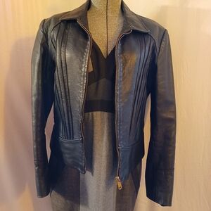 Super 80's cropped blk leather jacket